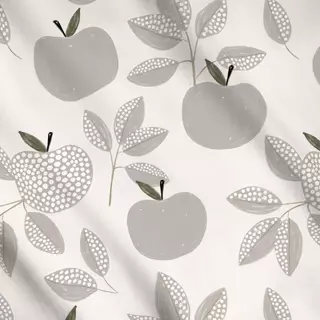 Meterware Allover Zweig Apfel grau