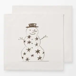 Servietten Schneemann Stern beige