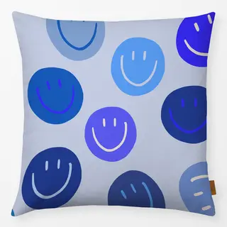 Kissen Smile Allover blau