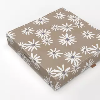 Bodenkissen Brown White Flower Pattern