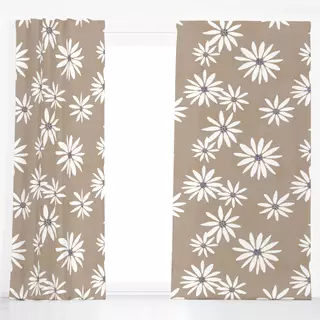Dekovorhang Brown White Flower Pattern