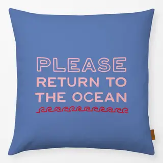 Kissen Please Return blau