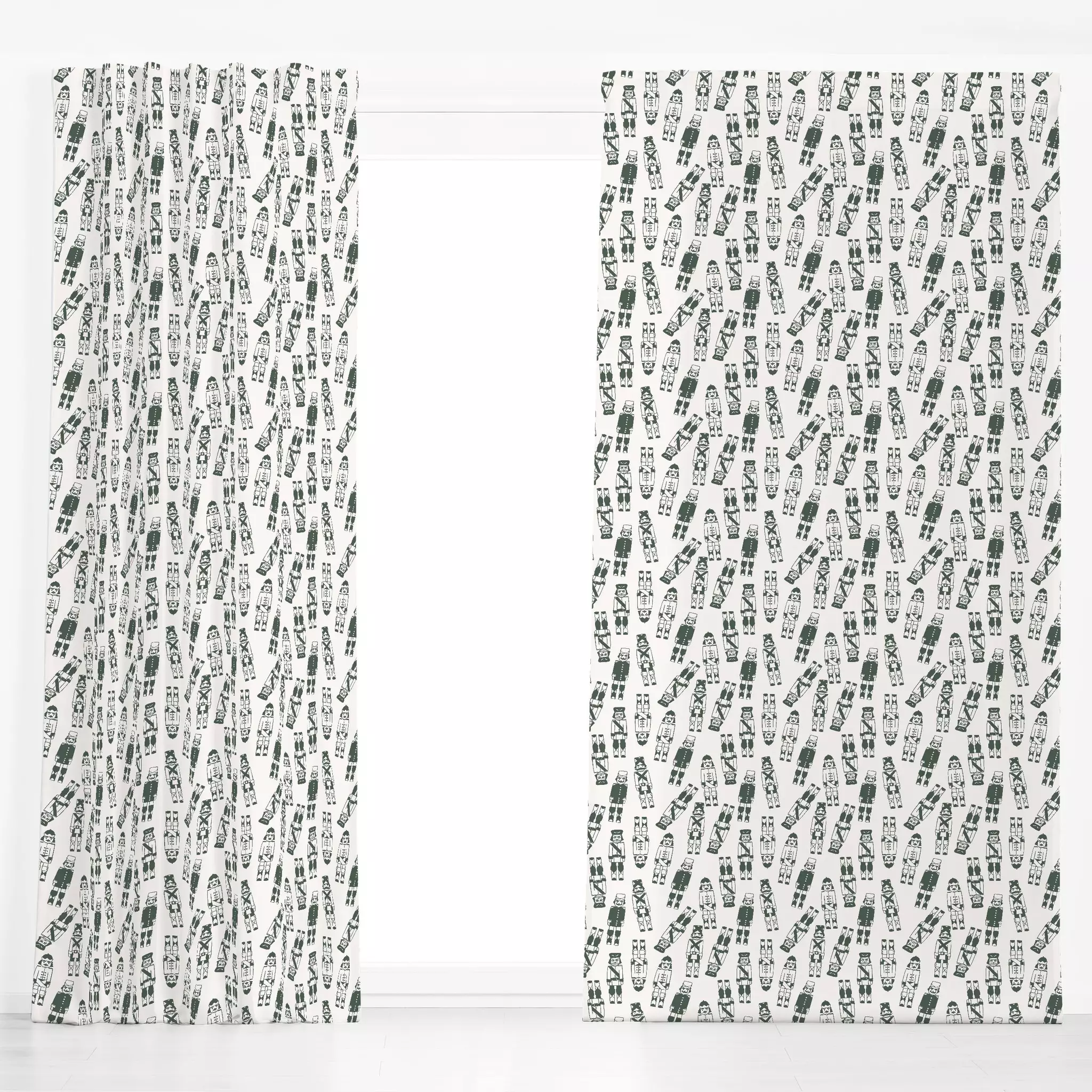 Dekovorhang Allover Nussknacker grün - Weihnachten, Anlässe - von „Kruth Design"; Nussknacker, Weihnachtsbaum, Weihnachten, ...