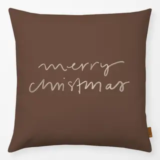 Kissen Merry Christmas braun
