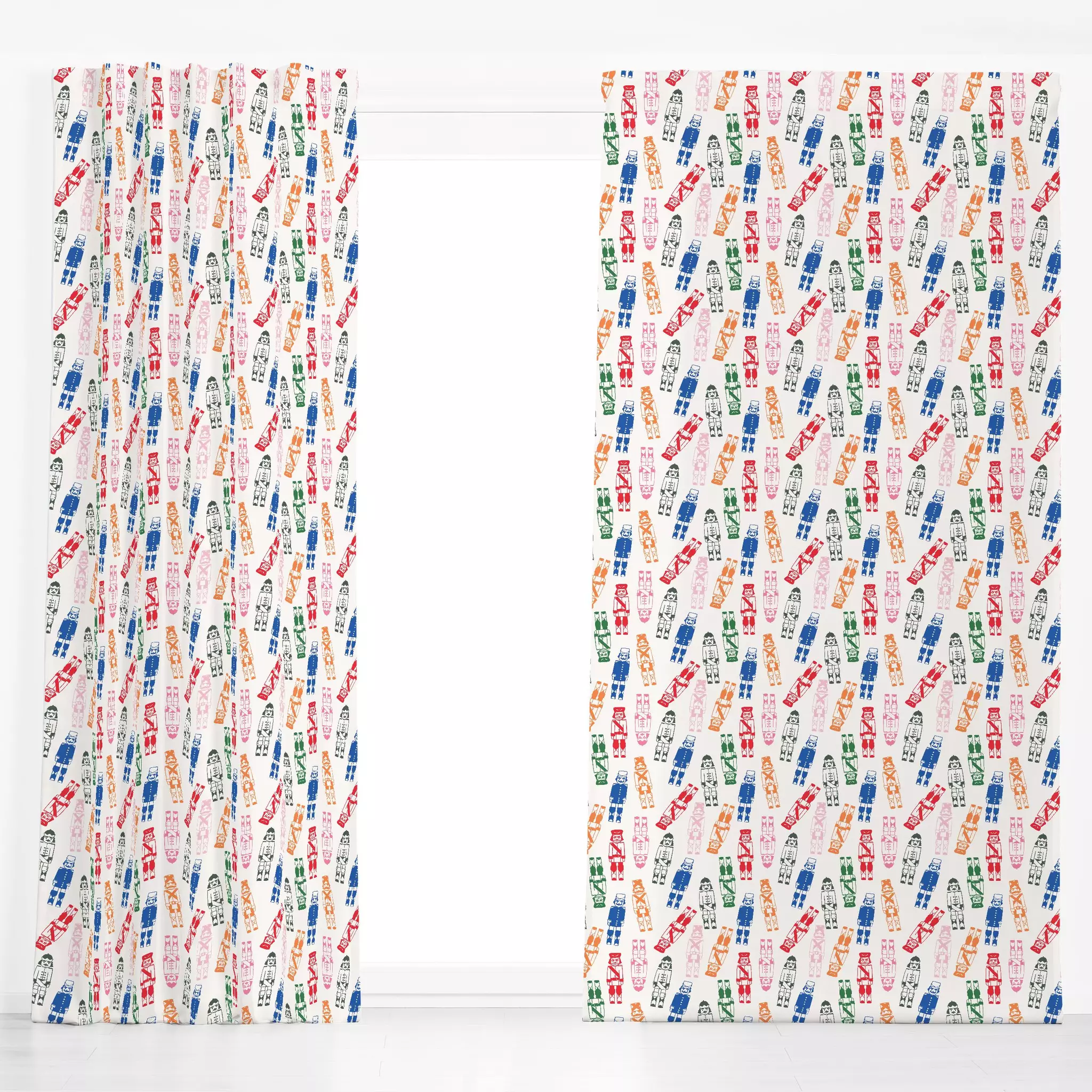 Dekovorhang Allover Nussknacker Bunt - Weihnachten, Anlässe - von „Kruth Design"; Weihnachtsmann, Nussknacker, Weihnachten, ...