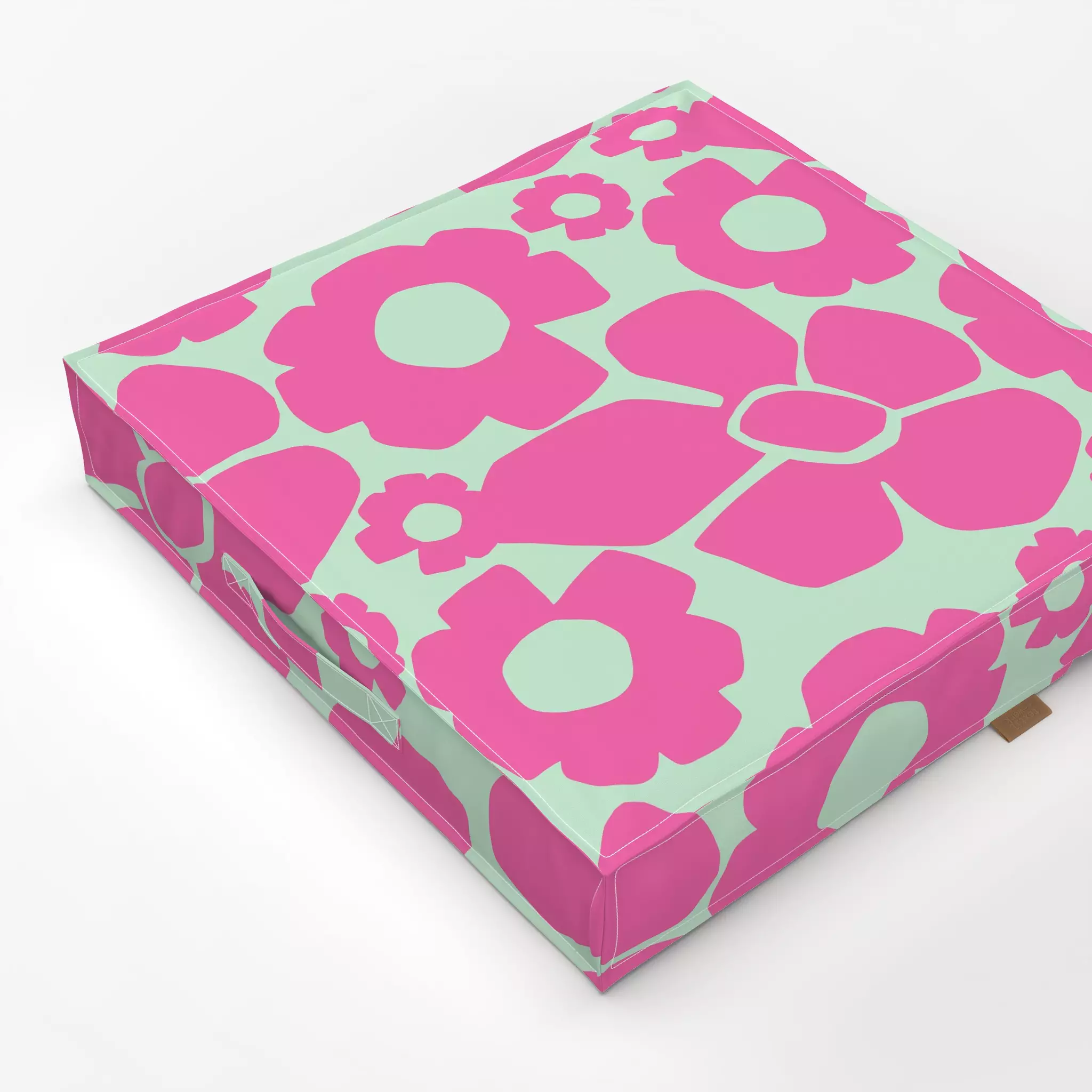 Bodenkissen Mint Blumenwiese - Blumen & Florales, Symbole & Muster - von „Lisa Jasmin Bauer"; Blumen, Sommerblumen, pink, cu...