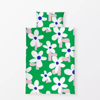 Bettwäsche Blooming bright green pink