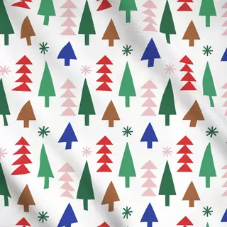 Meterware Colorful Christmas Trees White