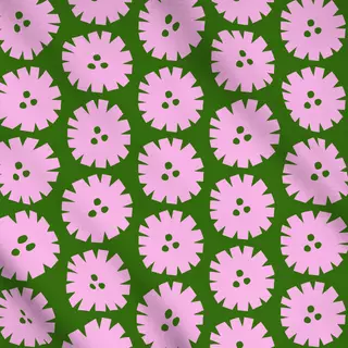 Meterware Circle Flowers Green