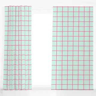 Dekovorhang Pink & Mint Grid