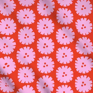 Meterware Circle Flowers Red