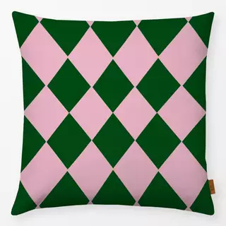 Kissen Rauten grün rosa