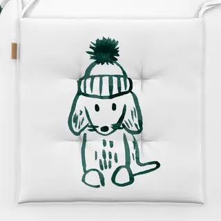 Sitzkissen Xmas in Sweden Hund weiß
