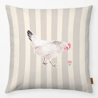 Kissen Huhn gestreift beige