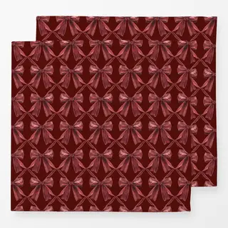 Servietten Winter Schleifen Trellis velvet rot