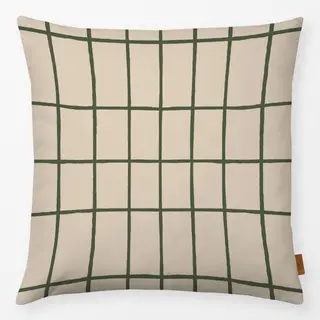 Kissen hohes Herbst Karo beige grün