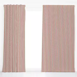 Dekovorhang schmale Streifen rot beige