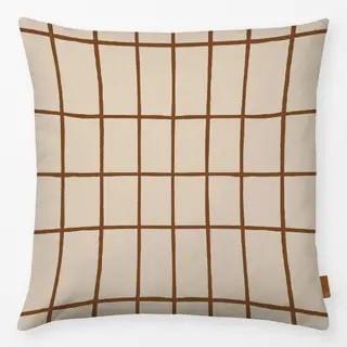 Kissen hohes Herbst Karo beige braun