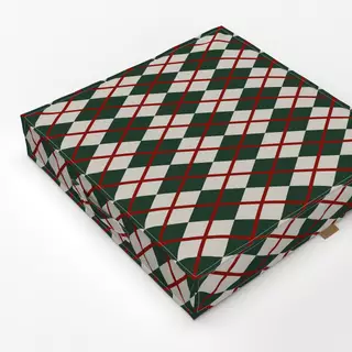 Bodenkissen Argyle Muster dunkel grün rot