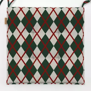 Sitzkissen Argyle Muster dunkel grün rot