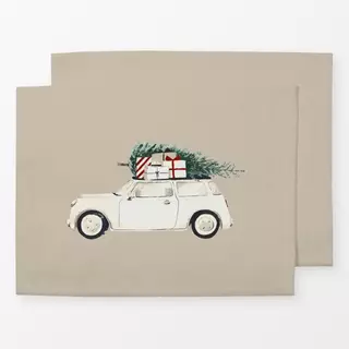 Tischset Weihnachtsauto rot Weihnachtsauto fog