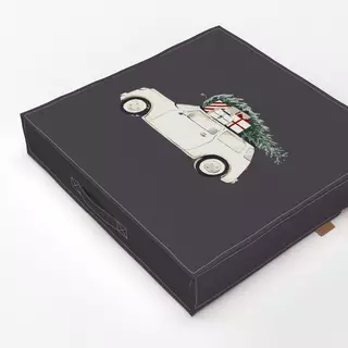 Bodenkissen Weihnachtsauto grau