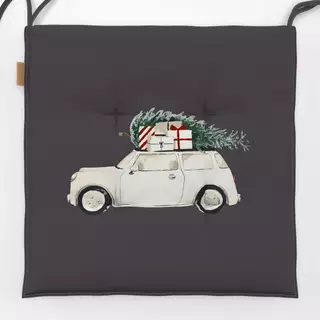 Sitzkissen Weihnachtsauto grau