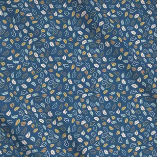 Meterware Herbstblätter blau