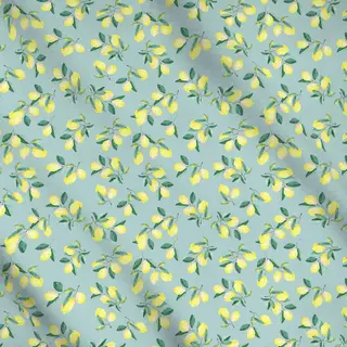 Meterware Zitronen Sommer icy morn blau