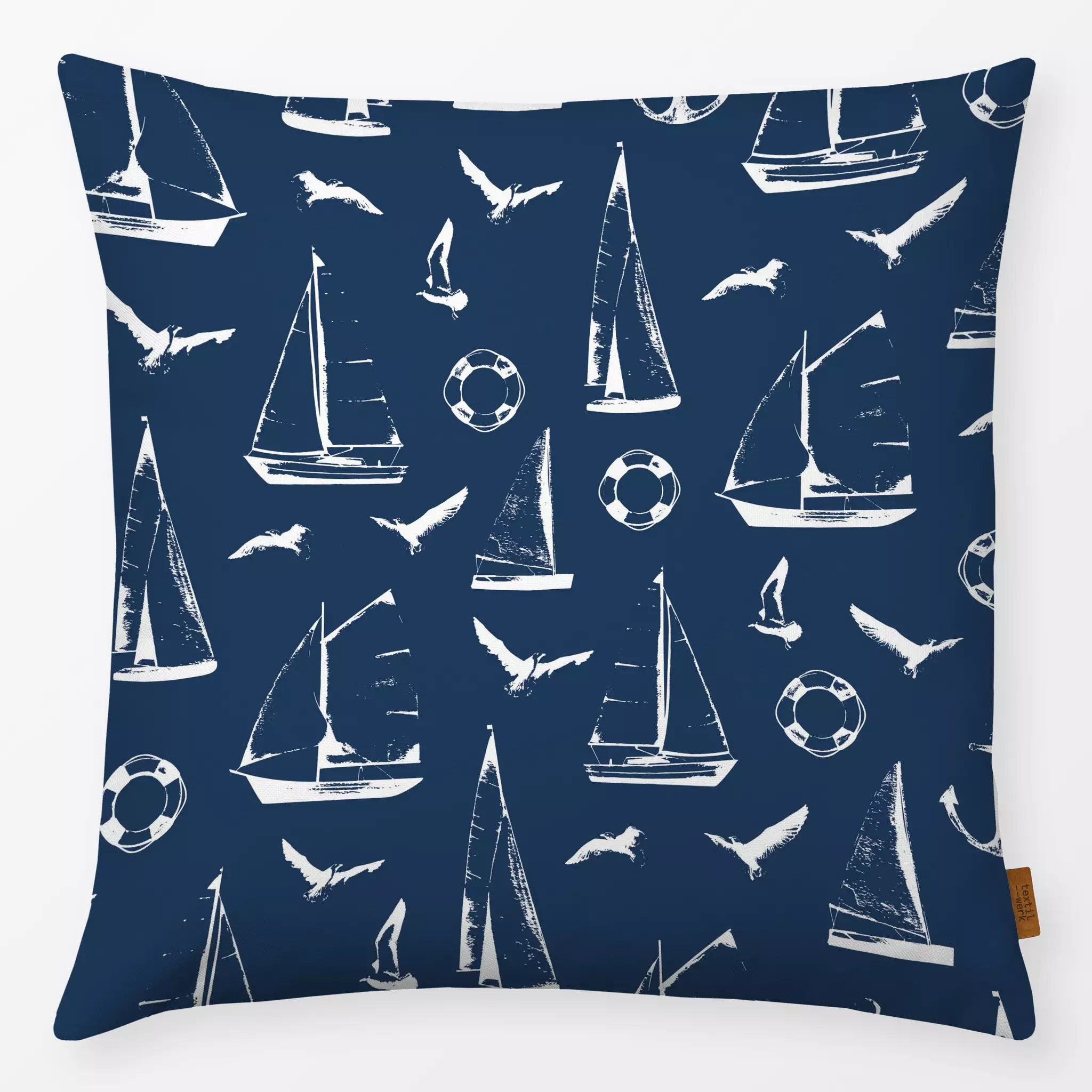 Kissen Kissen Segelboot Silhouetten Blau