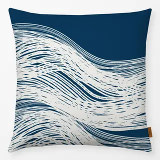 Kissen abstrakte Welle navy blau