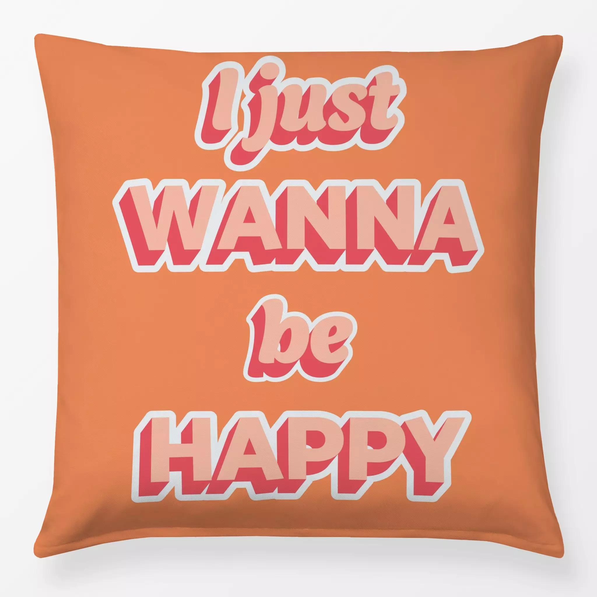 Bettwäsche I just wanna be happy - Sprüche & Schriftzüge, Symbole & Muster - von „Kantioler Design"; Orange, shadows, quote,...