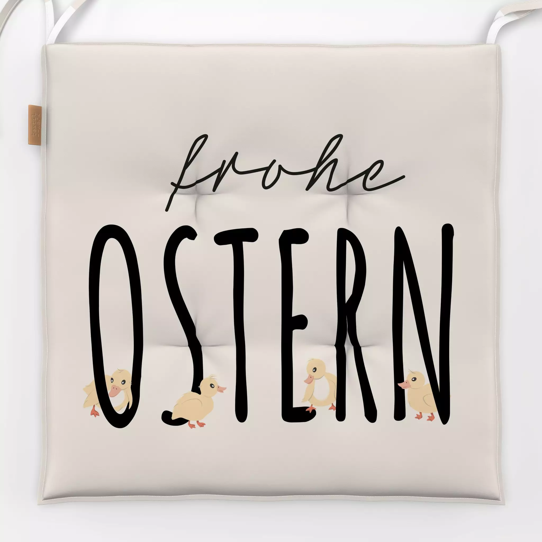 Sitzkissen Frohe Ostern kleine Küken - Frühling, Tiere - von „Kantioler Design"; Haus - & Bauernhoftiere, Tiere, Ostern, Jah...