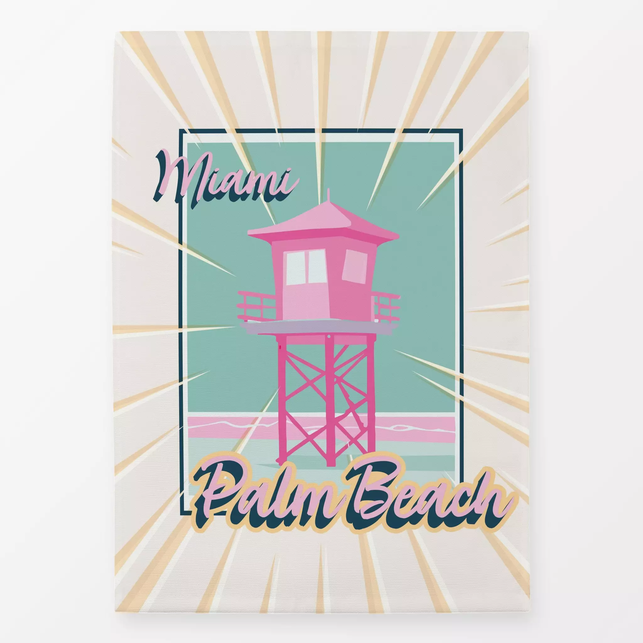Geschirrtücher Miami Palm Beach - Sprüche & Schriftzüge, Retro & Vintage - von „Kantioler Design"; Papaya, Meer, summer, Bea...