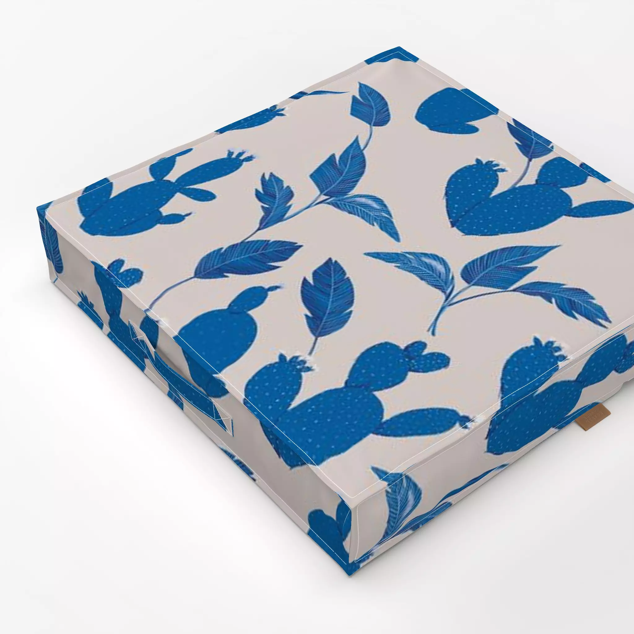 Bodenkissen Kakteen blau - Pflanzen & Botanik - von „Kantioler Design"; Trockenblumen, Blaugrau, Blätter, Kaktus, Palmen, Ga...