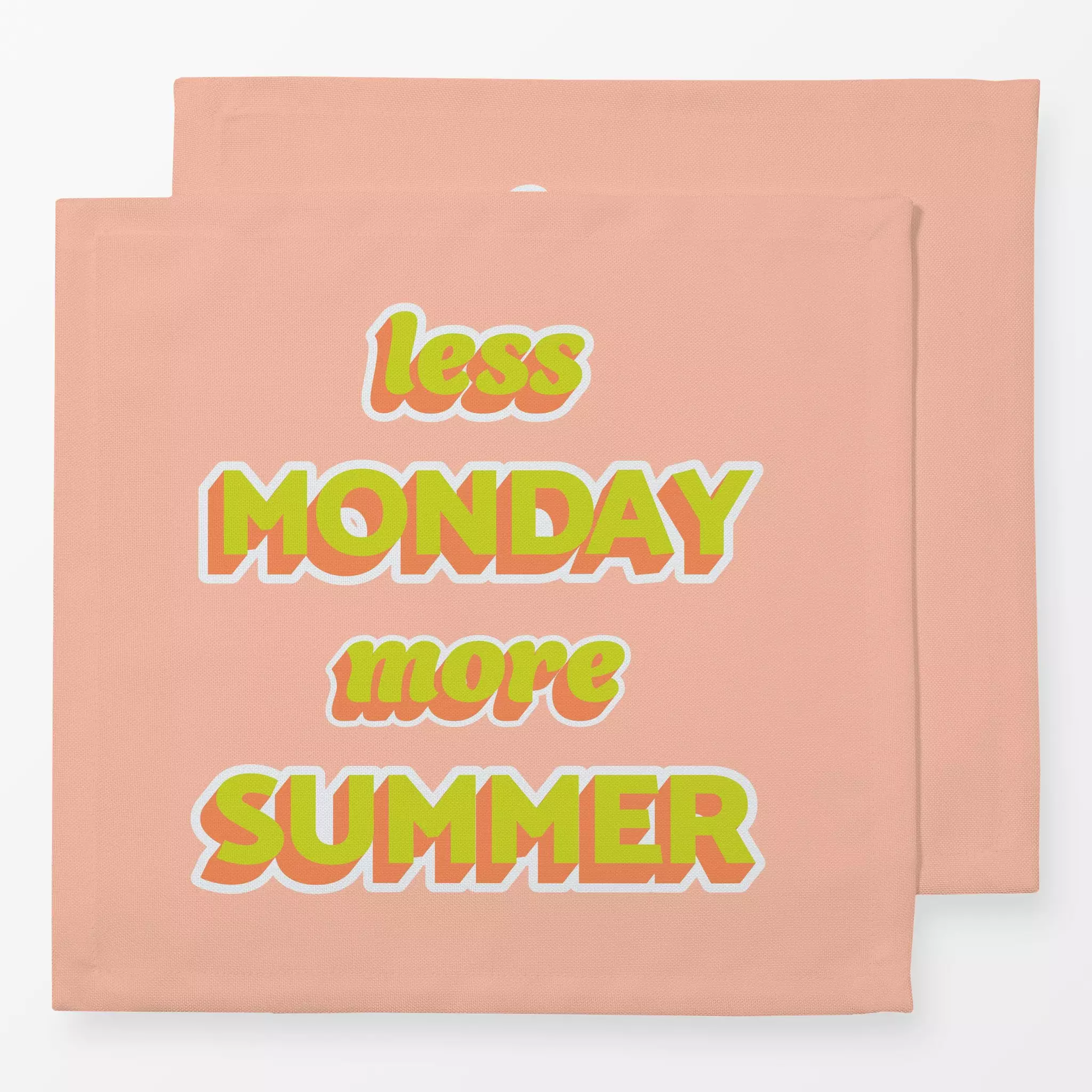 Servietten less MONDAY more SUMMER - Sprüche & Schriftzüge, Symbole & Muster - von „Kantioler Design"; Limette, quote, Koral...