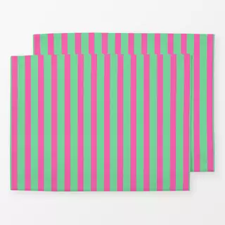 Tischset Bold Stripes green and pink