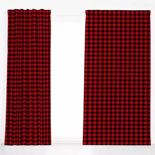 Dekovorhang Big Checks black and red