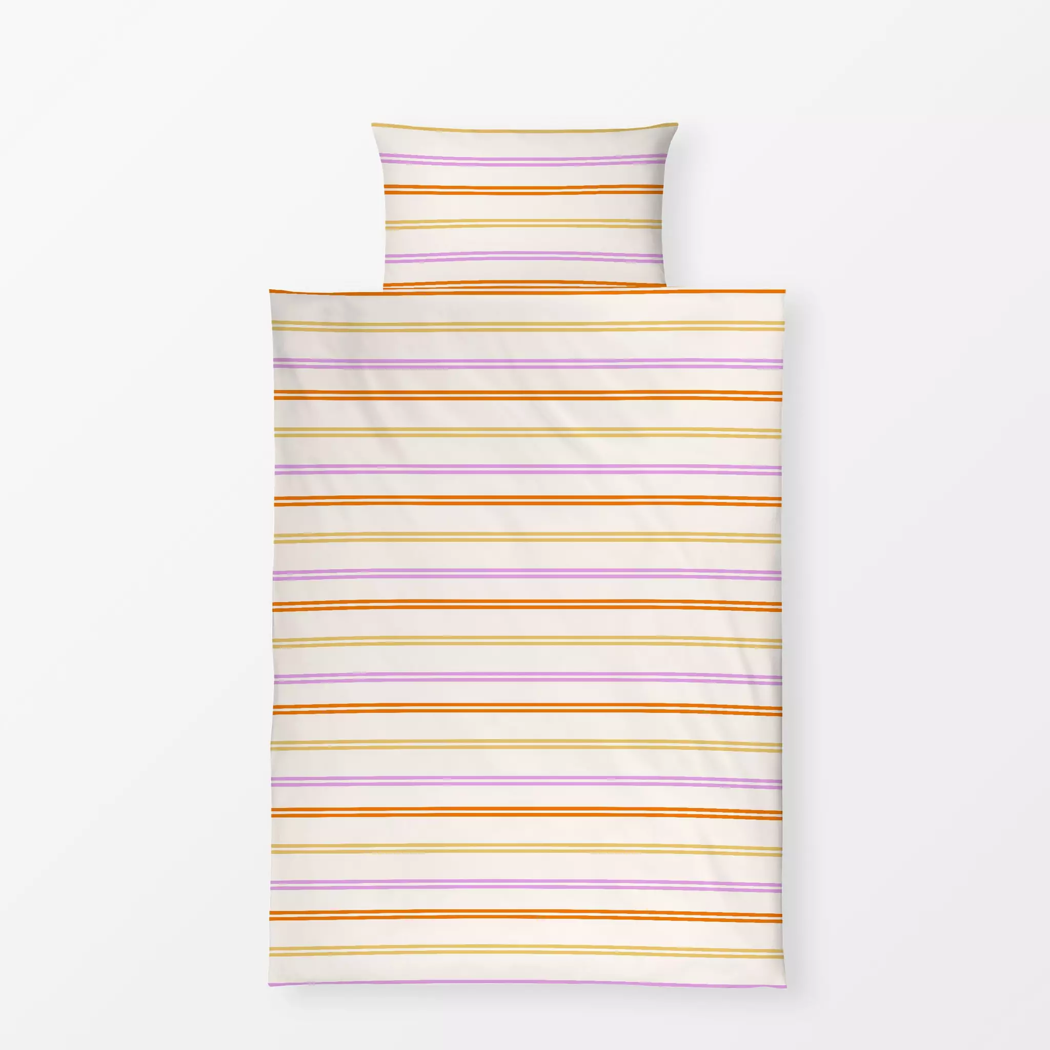 Bettwäsche trio stripes - Symbole & Muster - von „Patries Elisabeth"; minimal, Orange, pink, gelb, Koralle, streifenliebe, s...