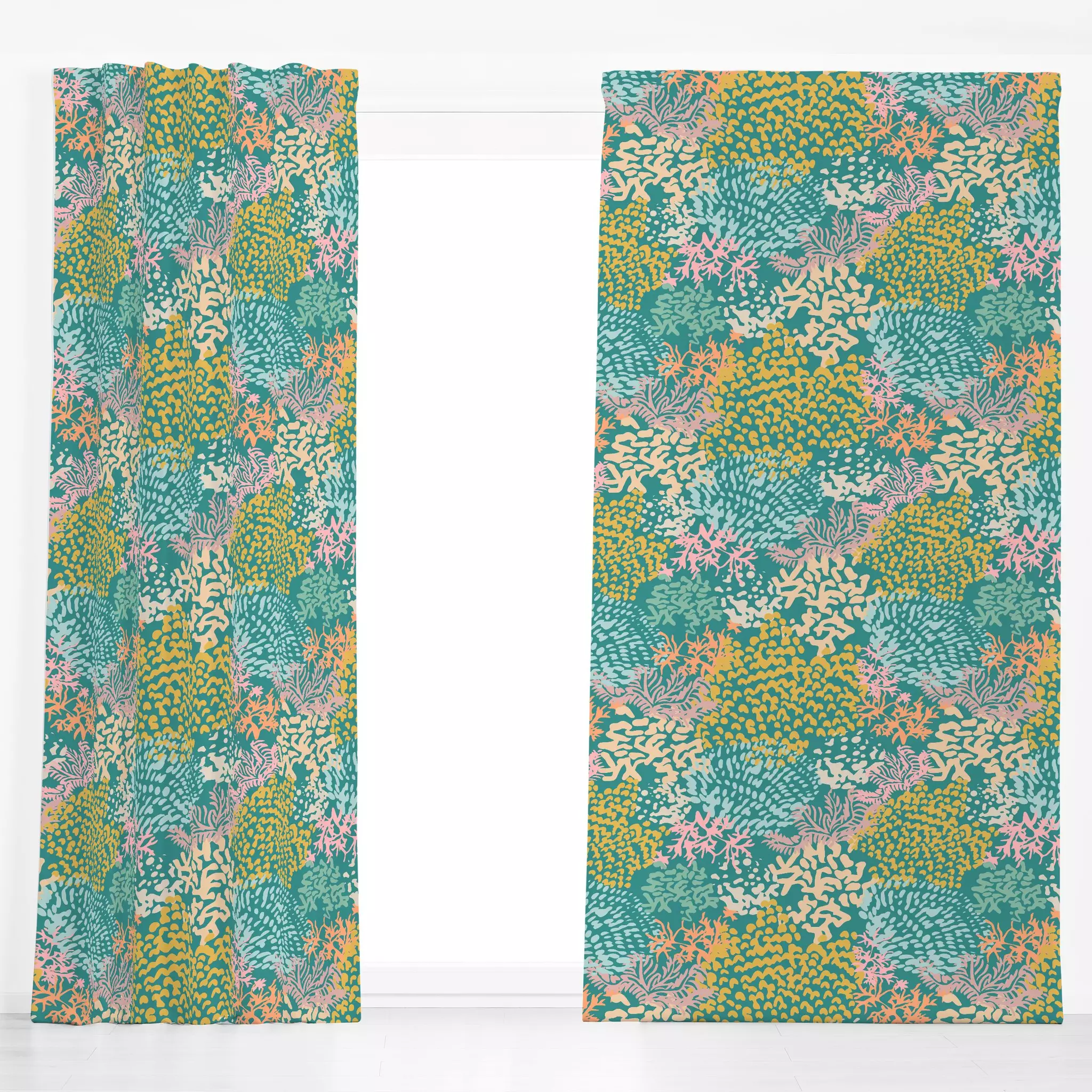 Dekovorhang Coral Reef - Natur & Landschaft, Sommer, Symbole & Muster - von „Patries Elisabeth"; rosa, Meer, Meerestiere, Un...