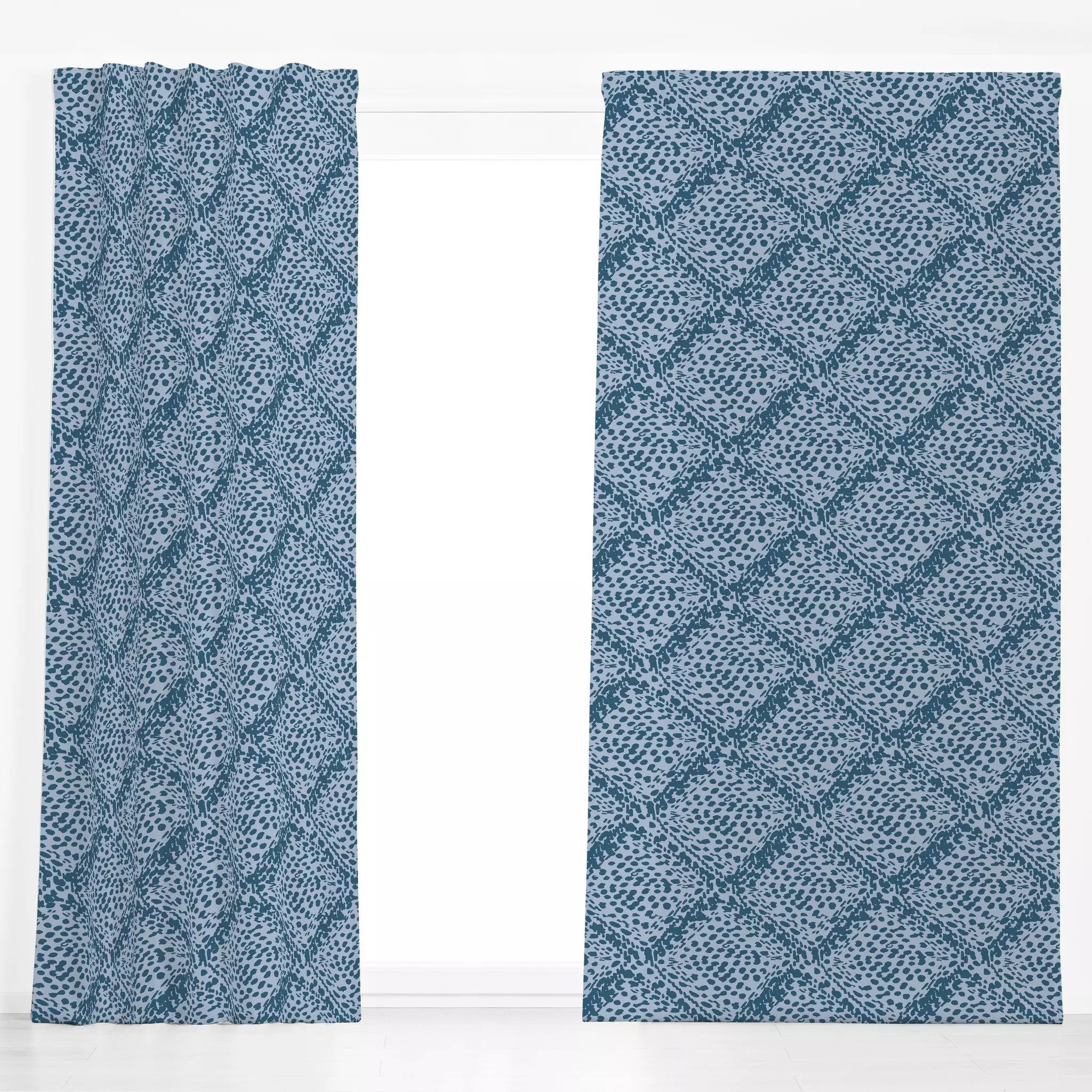 Dekovorhang Sun Glitter Blue - Symbole & Muster - von „Patries Elisabeth"; minimal, abstrakt, Geometrisch, Raute, gepunktet,...