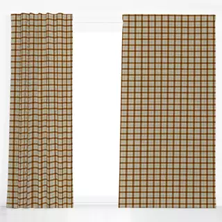 Dekovorhang Karo braun beige