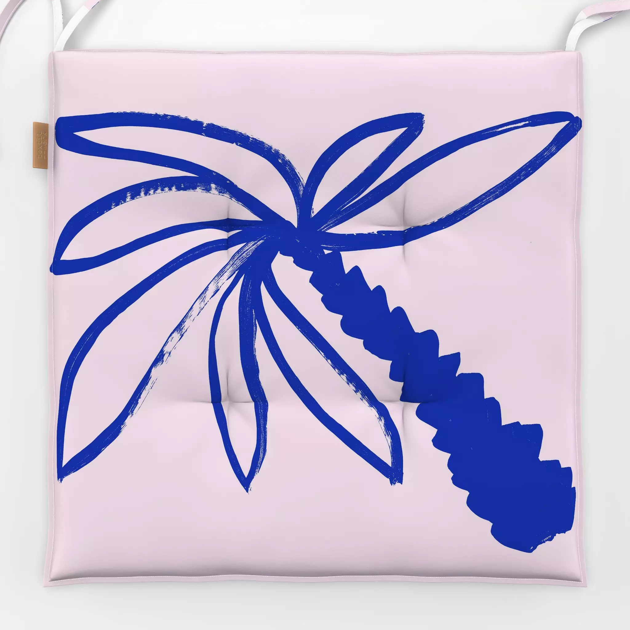 Sitzkissen SUN PALM blau - Sommer, Pflanzen & Botanik - von „Julia Schumacher"; Strand, Beach, juliaschumacher, palme, sun
