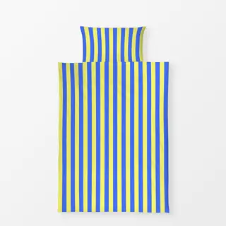Bettwäsche Fun House Stripes Blue Yellow