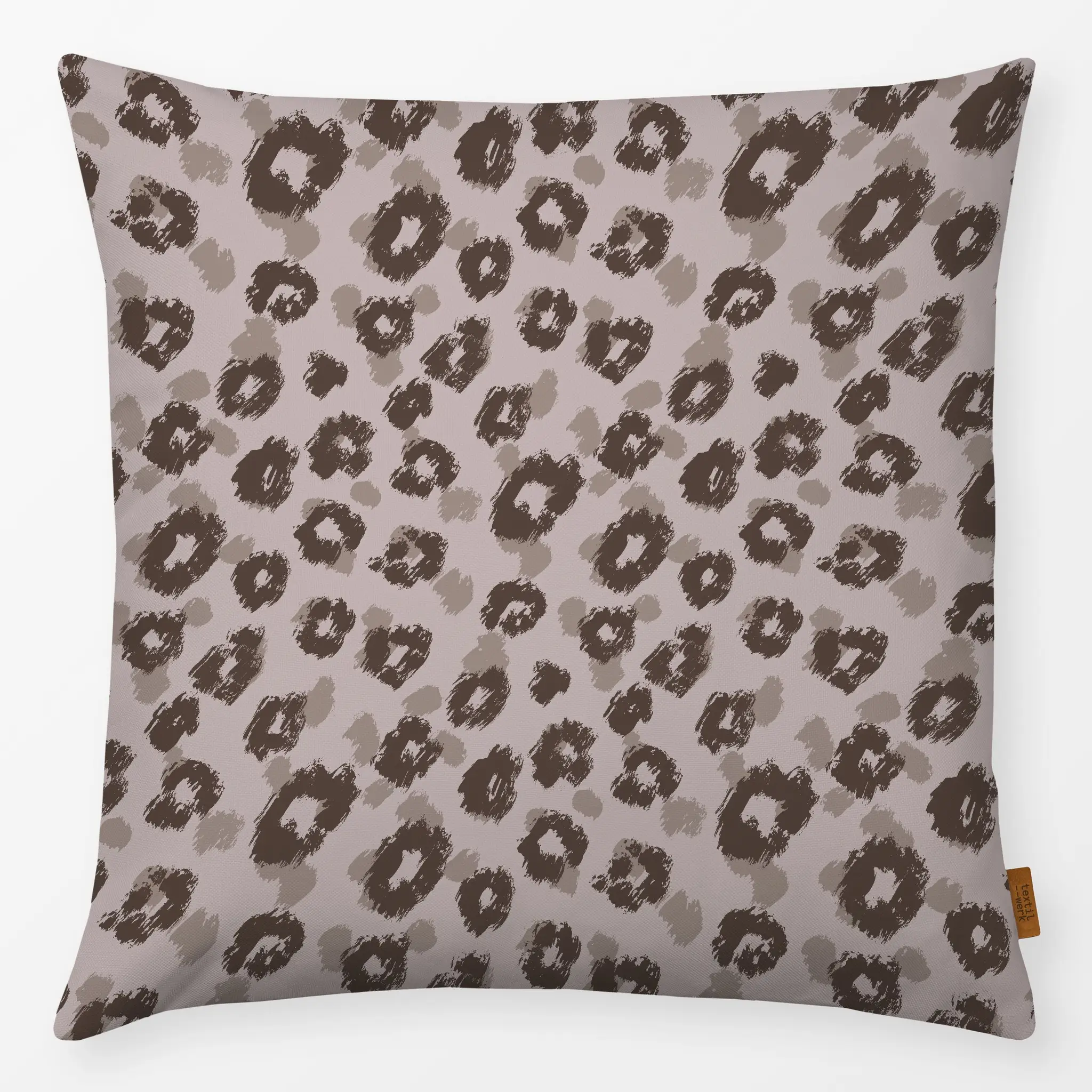 Kissen Leo Circles and Dots gray - Tiere, Symbole & Muster - von „Julia Schumacher"; Dots, Leo, Wildkatze, Pinselstriche, Ti...