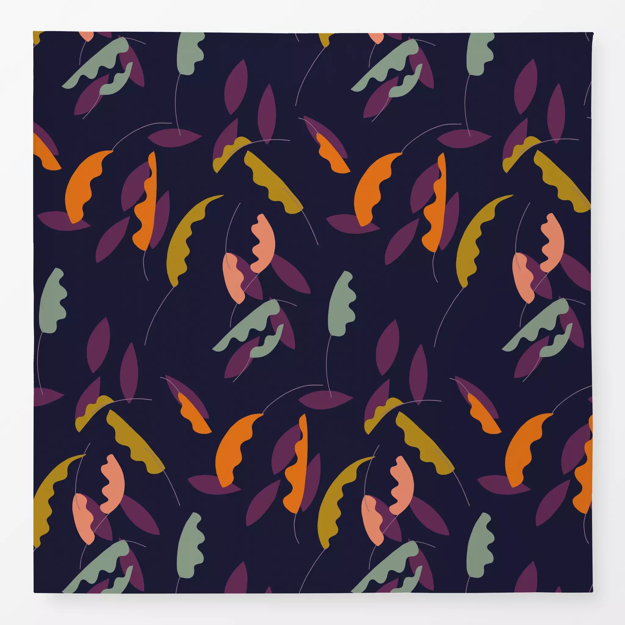 Tischdecke Flow Leaves - Herbst, Symbole & Muster, Pflanzen & Botanik - von „Julia Schumacher"; Blatt, abstrakt, aubergine, ...