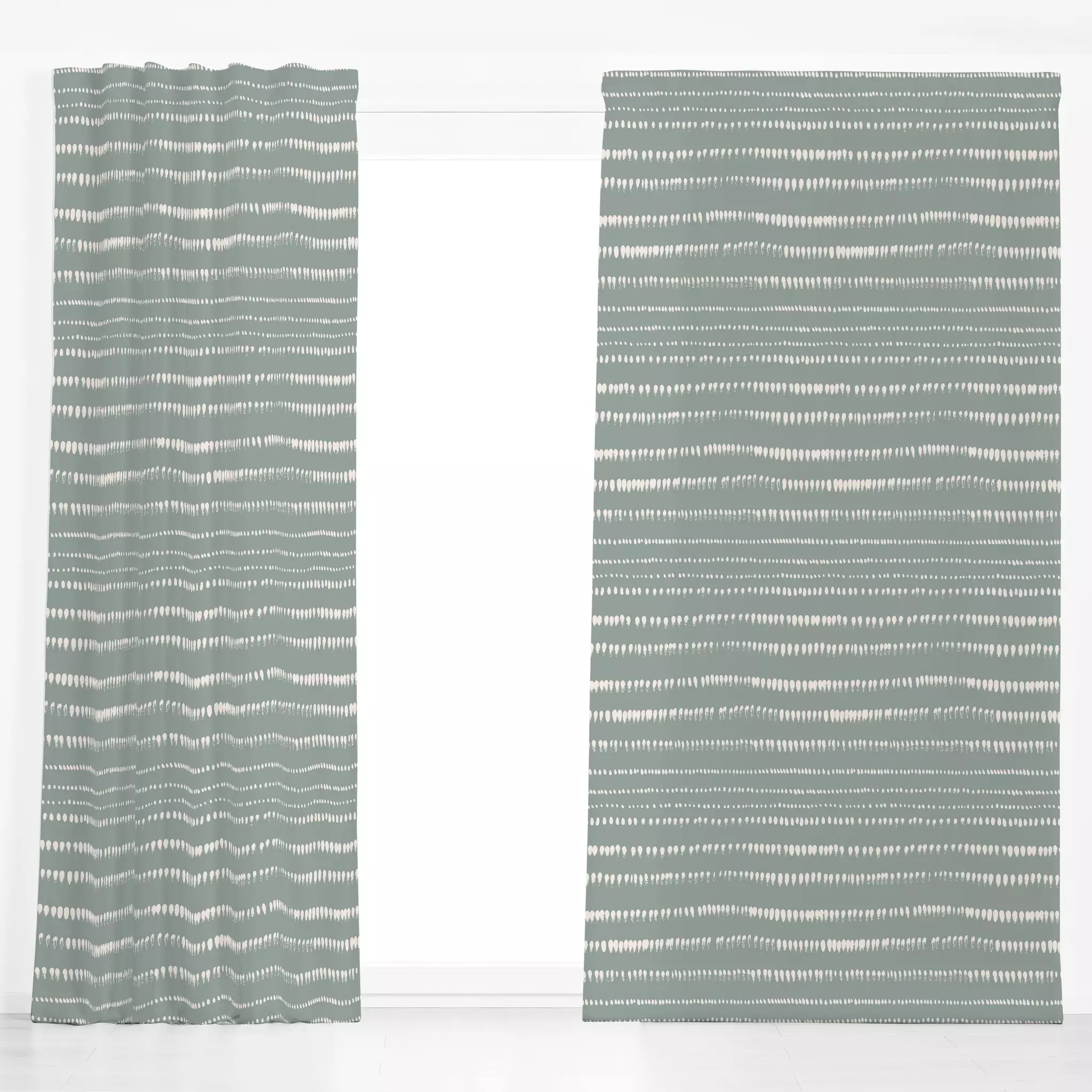 Dekovorhang Eiszapfen - Weihnachten, Winter - von „Julia Schumacher"; Linien, abstrakt, Streifen, wellen, Salbei, frost, ges...