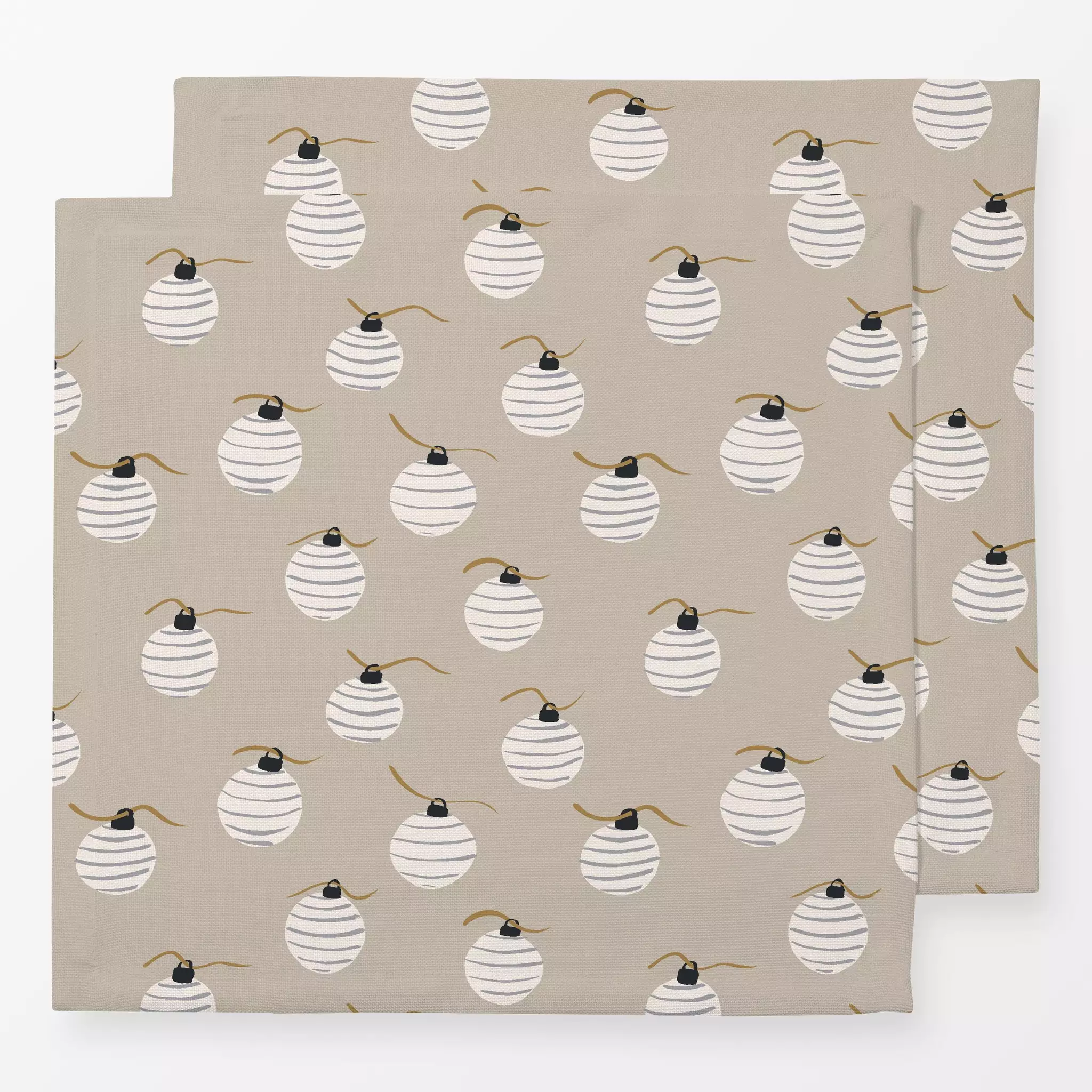 Servietten Gestreifte Christbaumkugeln - Winter, Symbole & Muster, Anlässe - von „Julia Schumacher"; kleingemustert, anthraz...