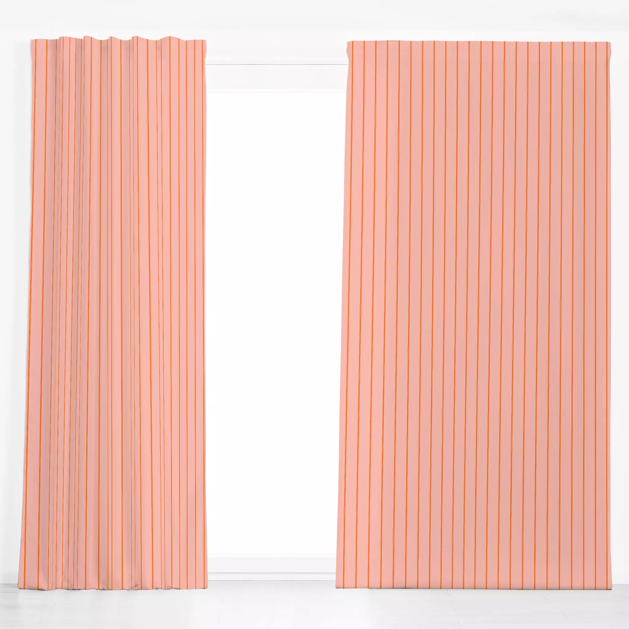 Dekovorhang I love my bed stripes - Symbole & Muster - von „Julia Schumacher"; rosa, Orange, gestreift, lachs, vertikal, Str...