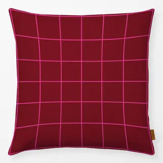 Kissen Love Karo weinrot pink